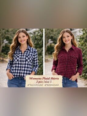 Forever 21 Women's Plaid Button Down Shirts Bundle (2 pcs, Size S